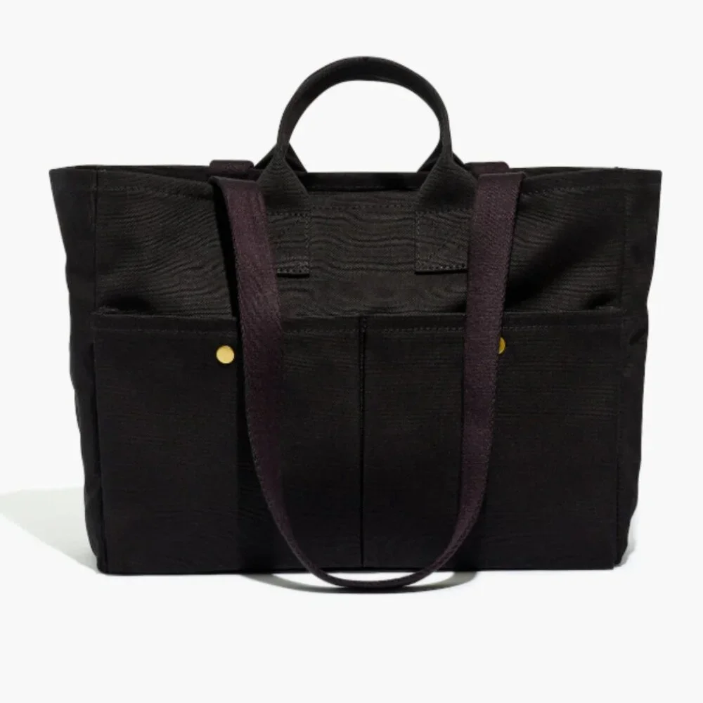 Madewell The Commuter Canvas Bag Tote Black | Work Office School Casual Pockets - Picture 2 of 6